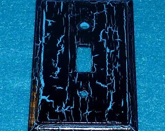 Custom Painted Single Wood Light Switch Plate Cover Distressed Wall Outlet Plug Cover Crackle Football & Basketball Team Colors