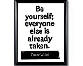 Items similar to LINOCUT PRINT - Oscar Wilde Quote - Be yourself ...