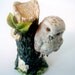Vintage White Snow Owl Figurine Perched on Tree, 7.25" tall, Hand Painted