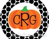 Black polka dot monogram pumpkin - personalized digital image Il_170x135