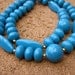 Blue beaded necklace, teal blue vintage Lucite necklace, 80s