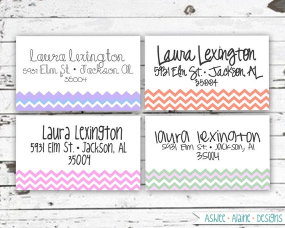 Return Address Label Stickers Chevron 2x3.5 Size 50 Labels