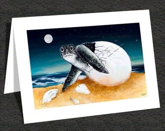 Sea Turtle Hatchling - Happy Birthday Note Card