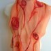 Reserved (Josiane). Nuno Felted. Silk Chiffon Scarf. Peach. Pink & Tangerine Merino Wool / Silk highlights. OOAK