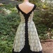 1950 Taffeta and Lace Apron Back Party Dress Black and White Dance Dress Designer Cocktail Frock Small