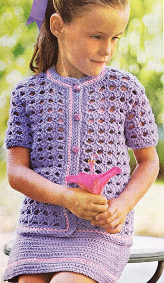 Items similar to Vintage Crochet Pattern Lil Girl Violet Spring Top ...