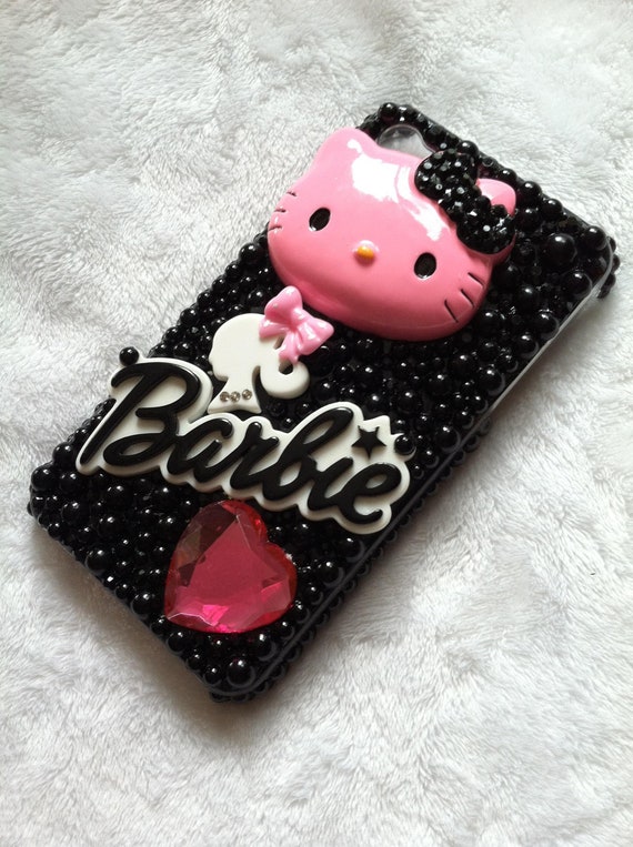 Barbie Hello kitty case for IPhone 4 4s by gurlygoddess on Etsy