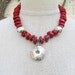 Chunky red coral statement necklace Bold silver pendant necklace Turquoise beaded necklace Coral jewelry Beaded jewelry