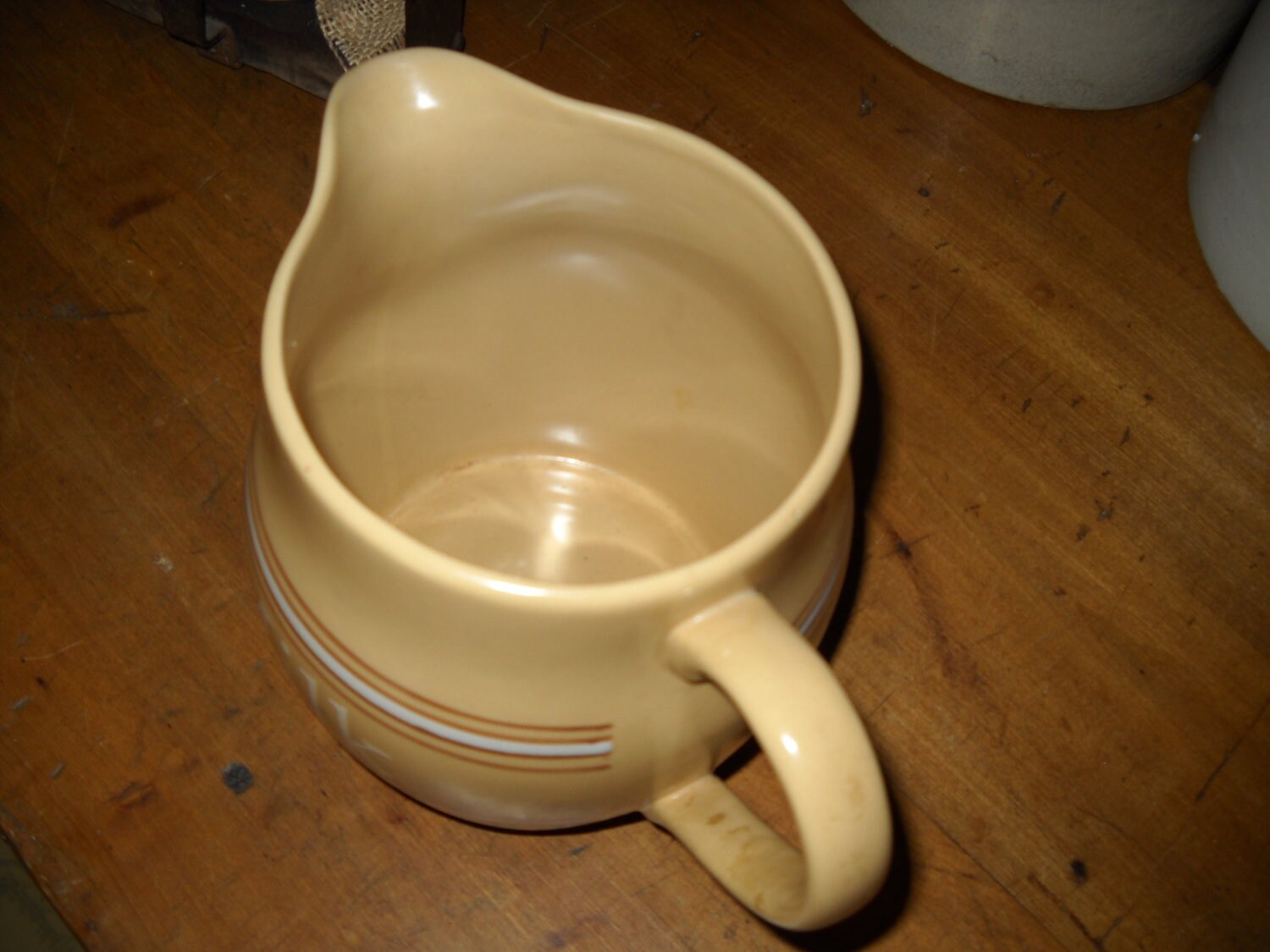 Over and Back Pottery Reproduction Yellowware Milk Pitcher