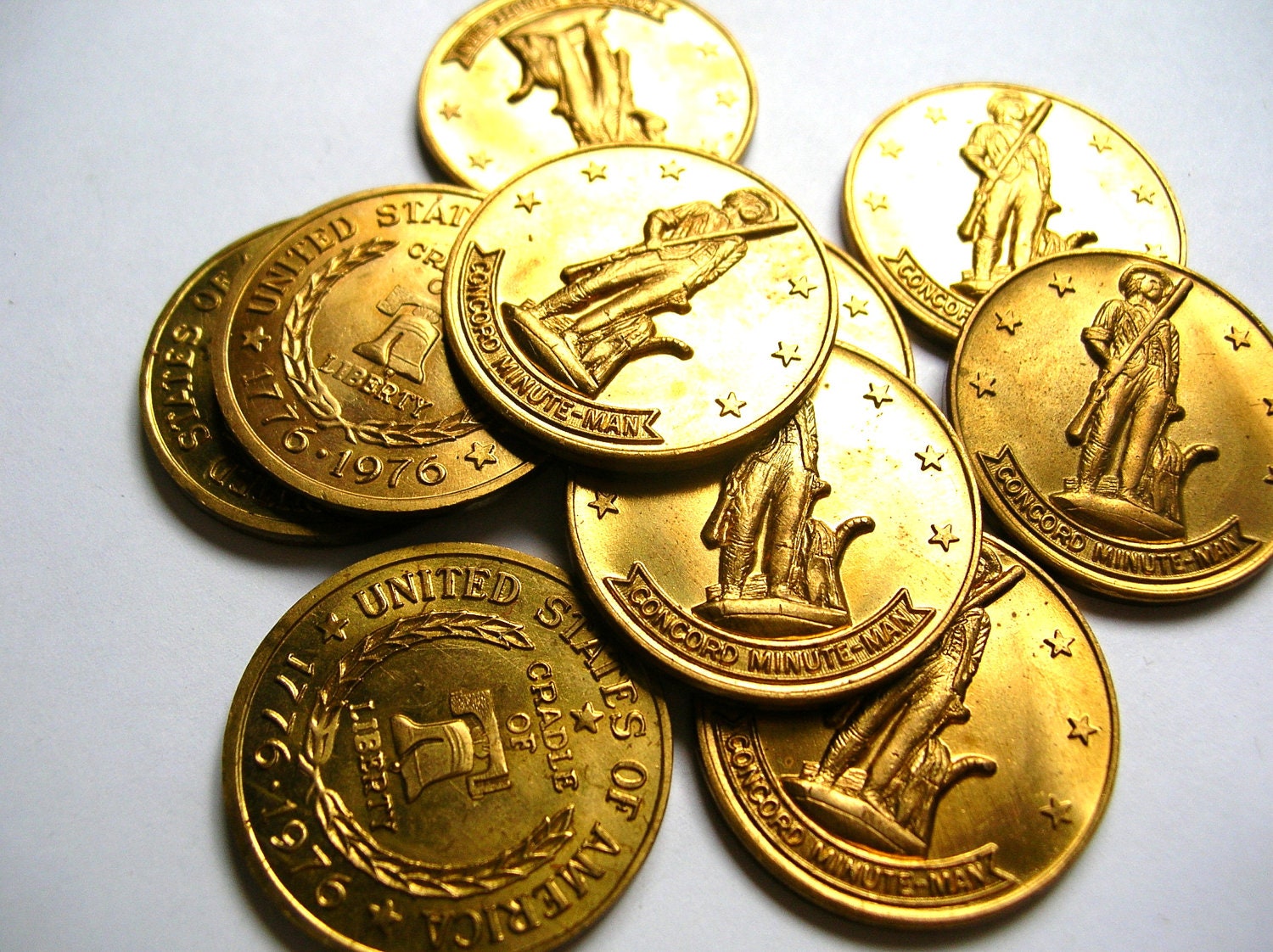 Vintage brass coins tokens slugs Revolutionary warMinute