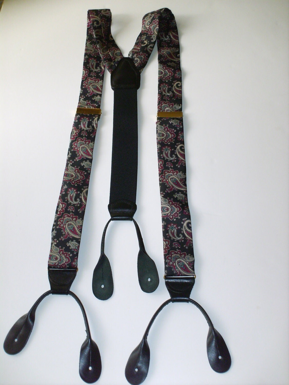 Vintage Mens Suspenders Black Red and Gray by sunsprite2011