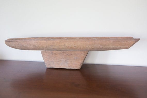 Vintage Handmade Wooden Sailboat Hull - Toy Boat