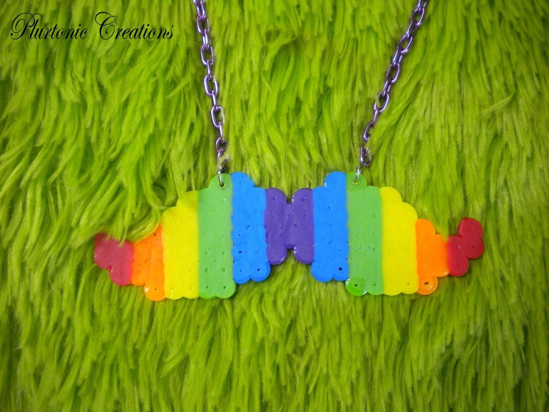 hama unicorn designs bead Bead Rainbow Mustache Necklace Perler