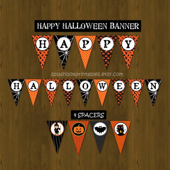 Halloween Party Printable Banner - Halloween Birthday Printable Banner ...