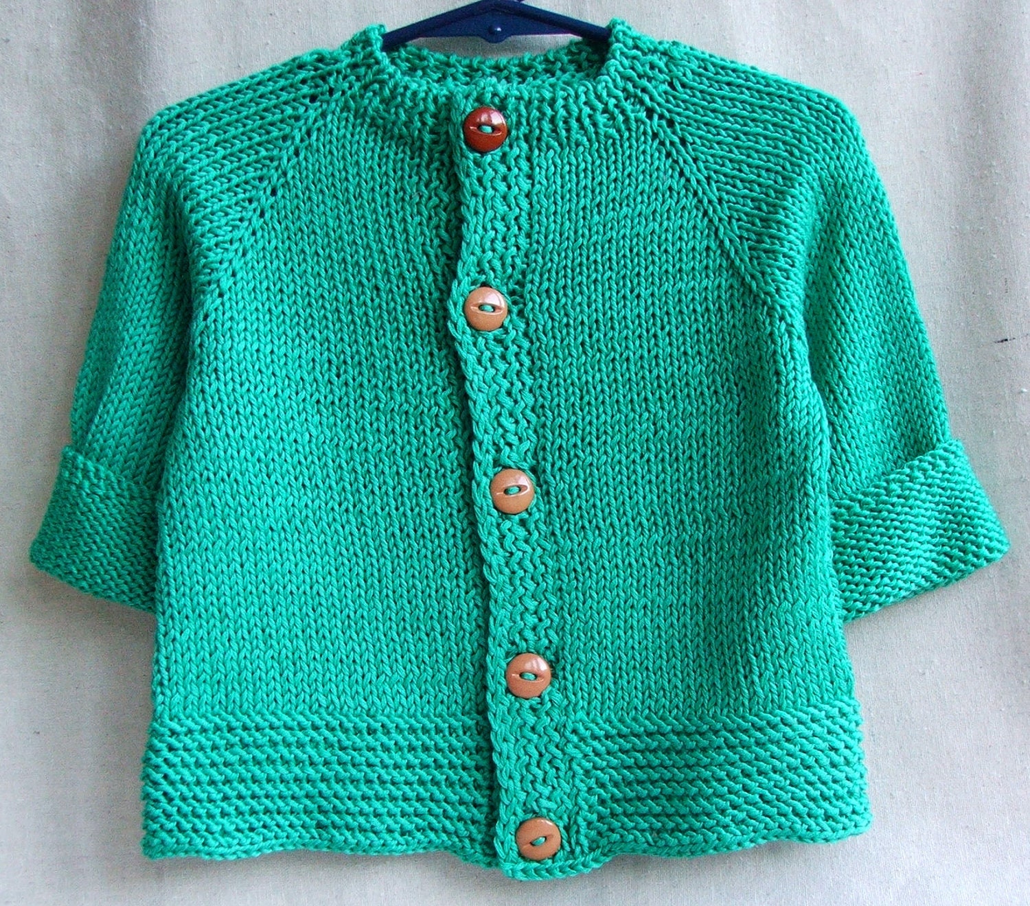 Green Cotton Cardigan Baby Boy Sweater Knitted From 100