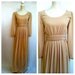 Empire Maxi Gown / Tan Dress / Long Sleeve / Size 6 / 70s Vintage