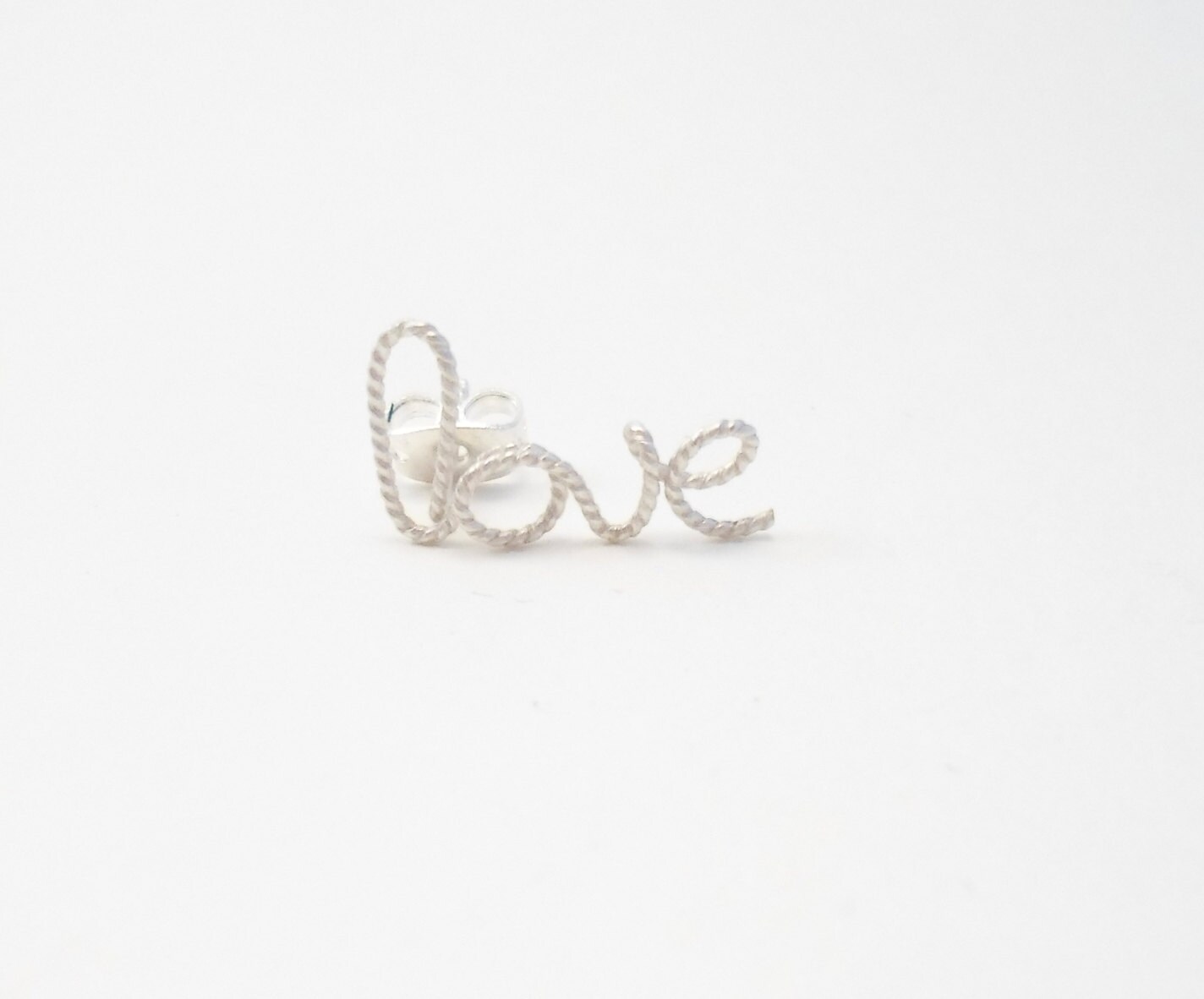 Pair LOVE Earrings Sterling Silver twisted 925. LOVE by alufolie