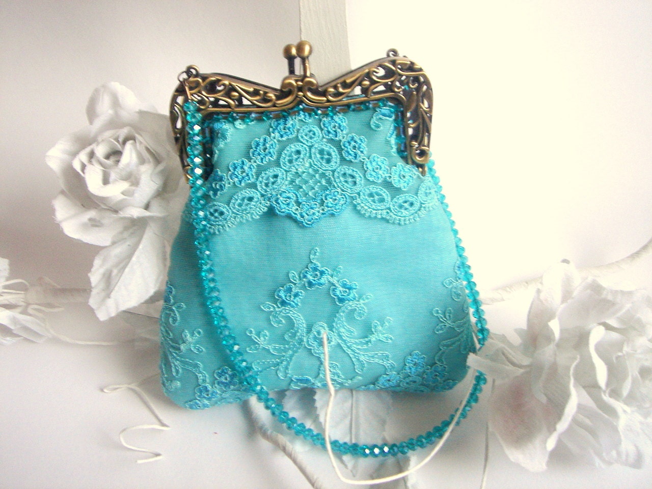 Bridal Clutch Something BlueVintage Turquoise Mini