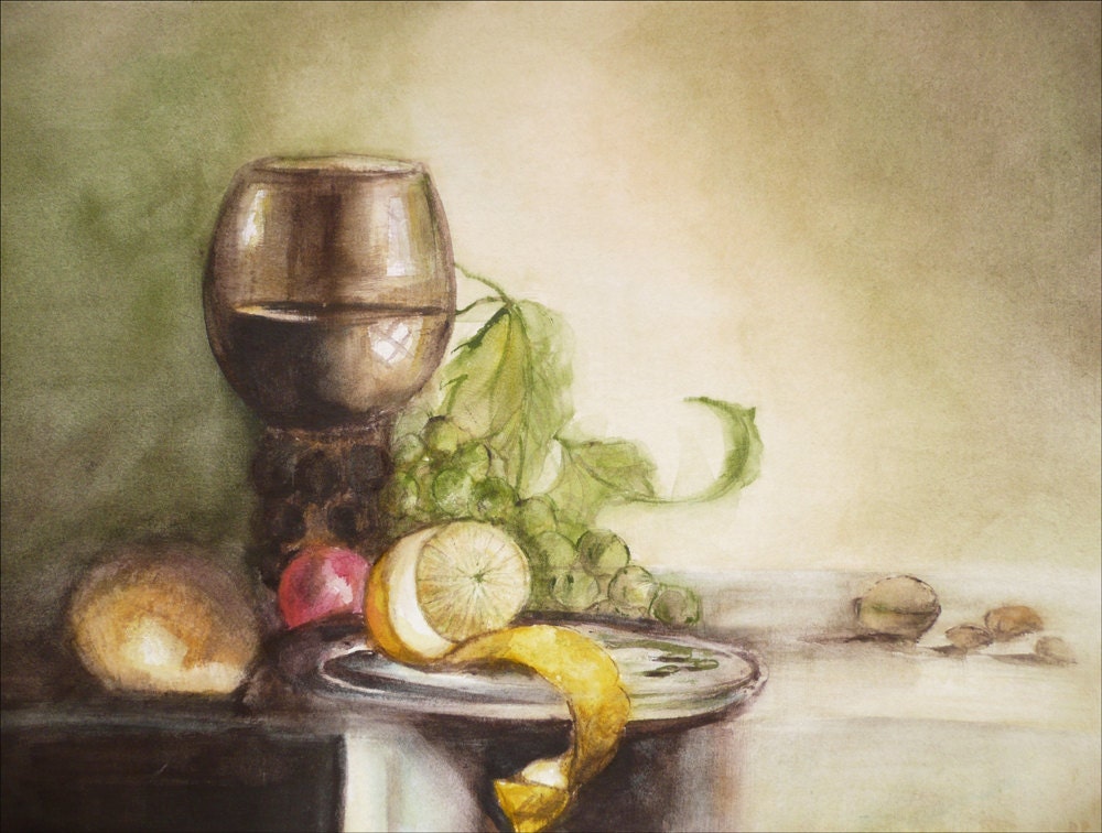 still life drawing in watercolour