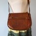 1970s HIPPIE Purse / Vintage Brown Leather Hand TOOLED FLOWER Cross Body Bag / Boho Hippie