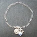 Sterling Silver Initial Bracelet - Birthmonth Pearl - Cross Charm - Sweet 16 Charm - Peace Charm