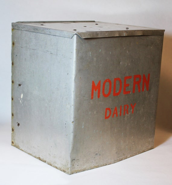 VINTAGE MILK COOLER retro insulated metal Modern Dairy box