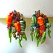 VINTAGE Carmen Miranda-Carneval Clip On Chandelier Earrings - Green Bananas, Beads, Bakelite, Colored Rhinestones, Crystals
