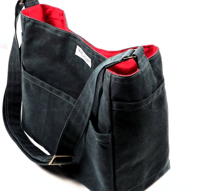 Handmade Waxed Canvas Purse Canvas Bucket Bag Messenger