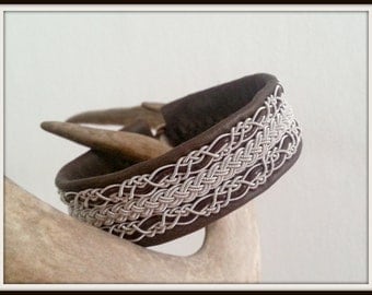 Lapland Sami Bracelet, Reindeer leather, Custom made