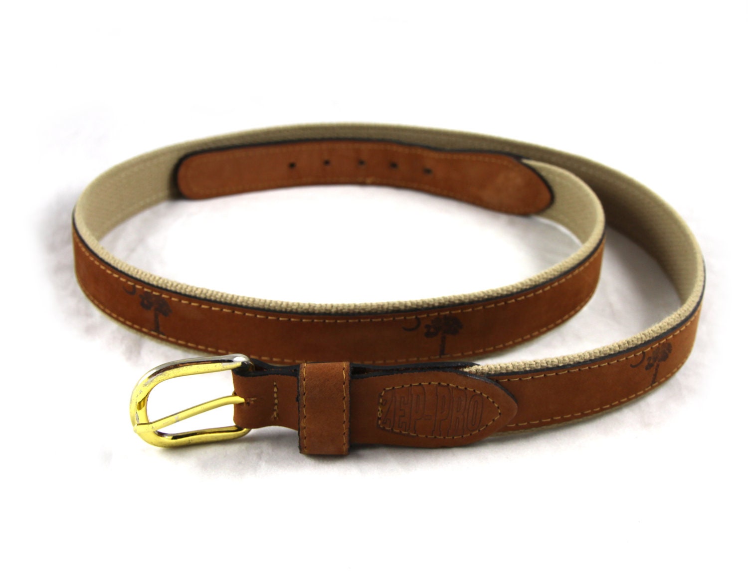 Zep Pro men&#39;s brown leather and canvas belt 42 South