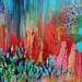 SALE - REVISIONED RETRO 11 x 14 Free Shipping Abstract Acrylic Painting Rainbow Color Modern Home Decor Christmas Gift Under 125 Autumn Art