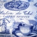 Vintage - Inspired Paris French Tea Fabric, Fat Quarter, Blue / Cream, 18" X 22" inches, 100% Cotton, For Victorian & Romantic Projects