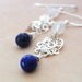 Lapis earrings  sterling silver cascade earrings by QuietRobin