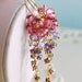 Bridal Earrings Gemstone Pink Topaz Purple Amethyst Rhodolite Red Ruby Cluster Wedding Jewelry - Trailing Rose - Complimentary Shipping