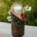 Tall Rustic Wooden Votive Candleholder with Matches - OOAK