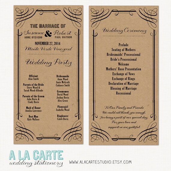 Items similar to Wedding Ceremony Cards - Wedding Program