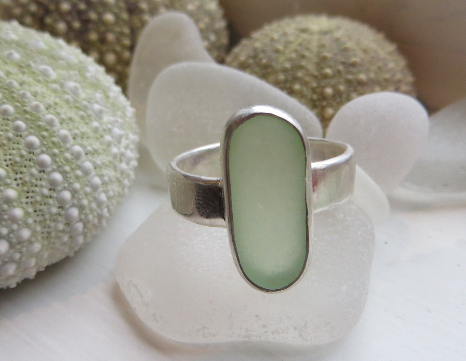 Sea Foam Green Seaglass Ring by SeafoundStudio on Etsy