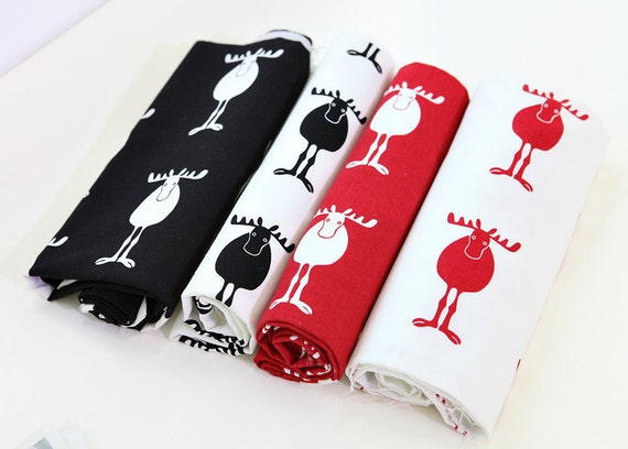 Christmas Fabric Moose Oxford Cotton In 4 Colors Per Yard