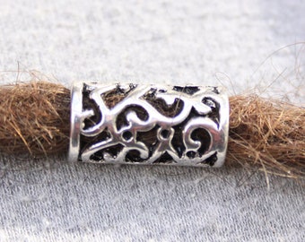 8 Large Hole Tibetan Silver DREADLOCK BEADS 8mm Hole DREAD Hair Beads