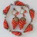 RESERVED for ColorOfTheWind 1930s Italian Vintage Coral Dangling Grape Cluster Vermeil 835 Sterling Screw Back Earrings & Bracelet