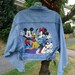 RESERVED Do Not Buy Vintage 80s/90s Mickey Mouse Denim Light Wash Cropped Jacket With Graphic Print on Back M/L