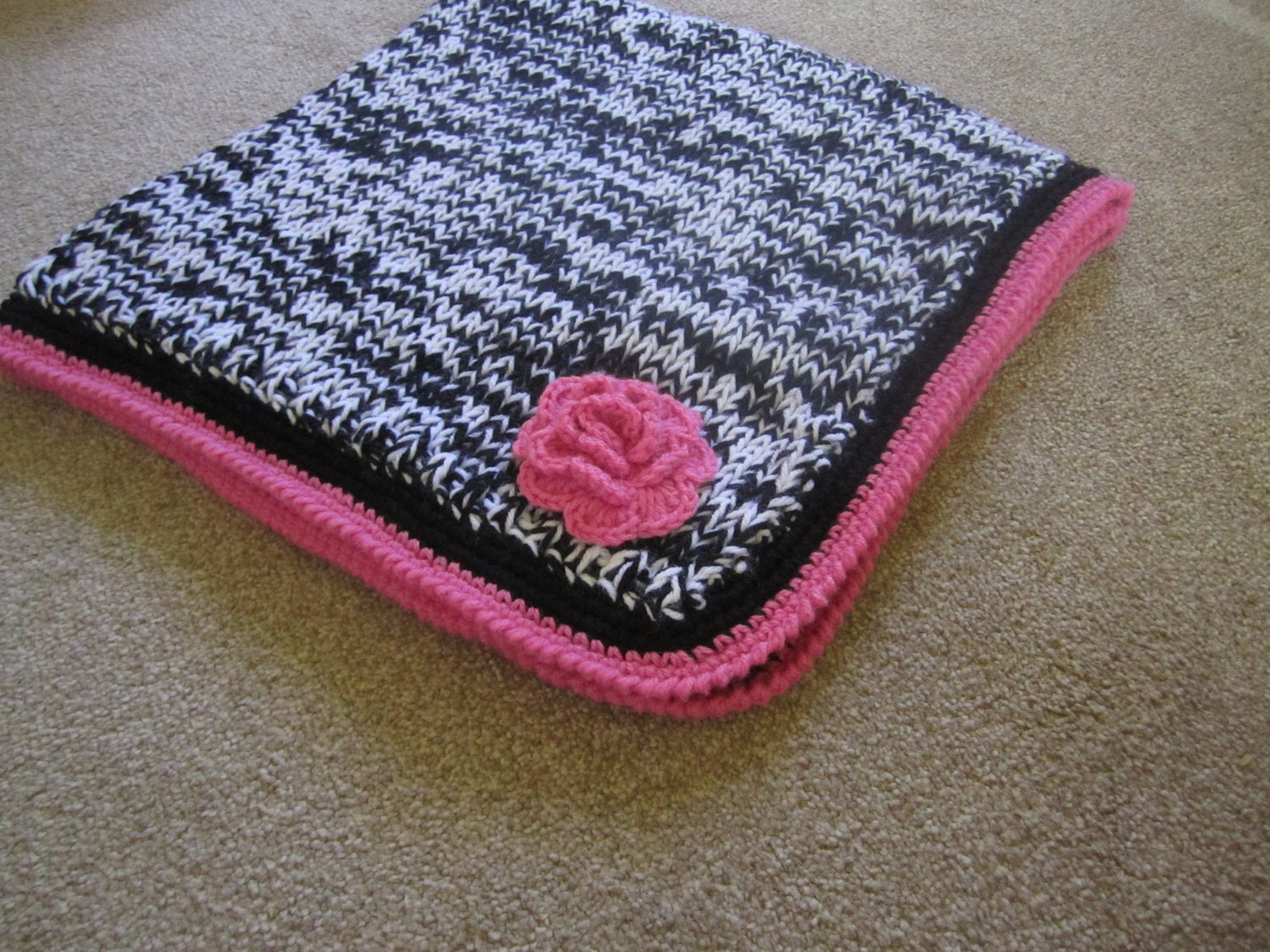 Black and White Baby Blanket. Hot Pink and Black by martinez824
