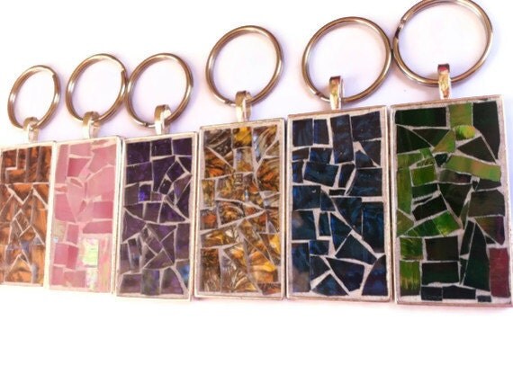Mosaic Keychain Stocking Stuffer by GreenStreetMosaics on Etsy