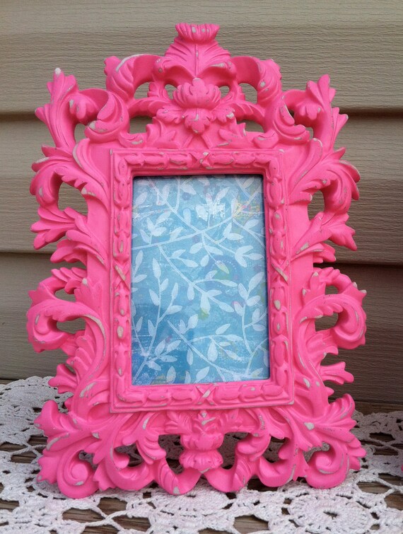 2 Bright Pink Baroque Frames / Set of 2 / French Ornate