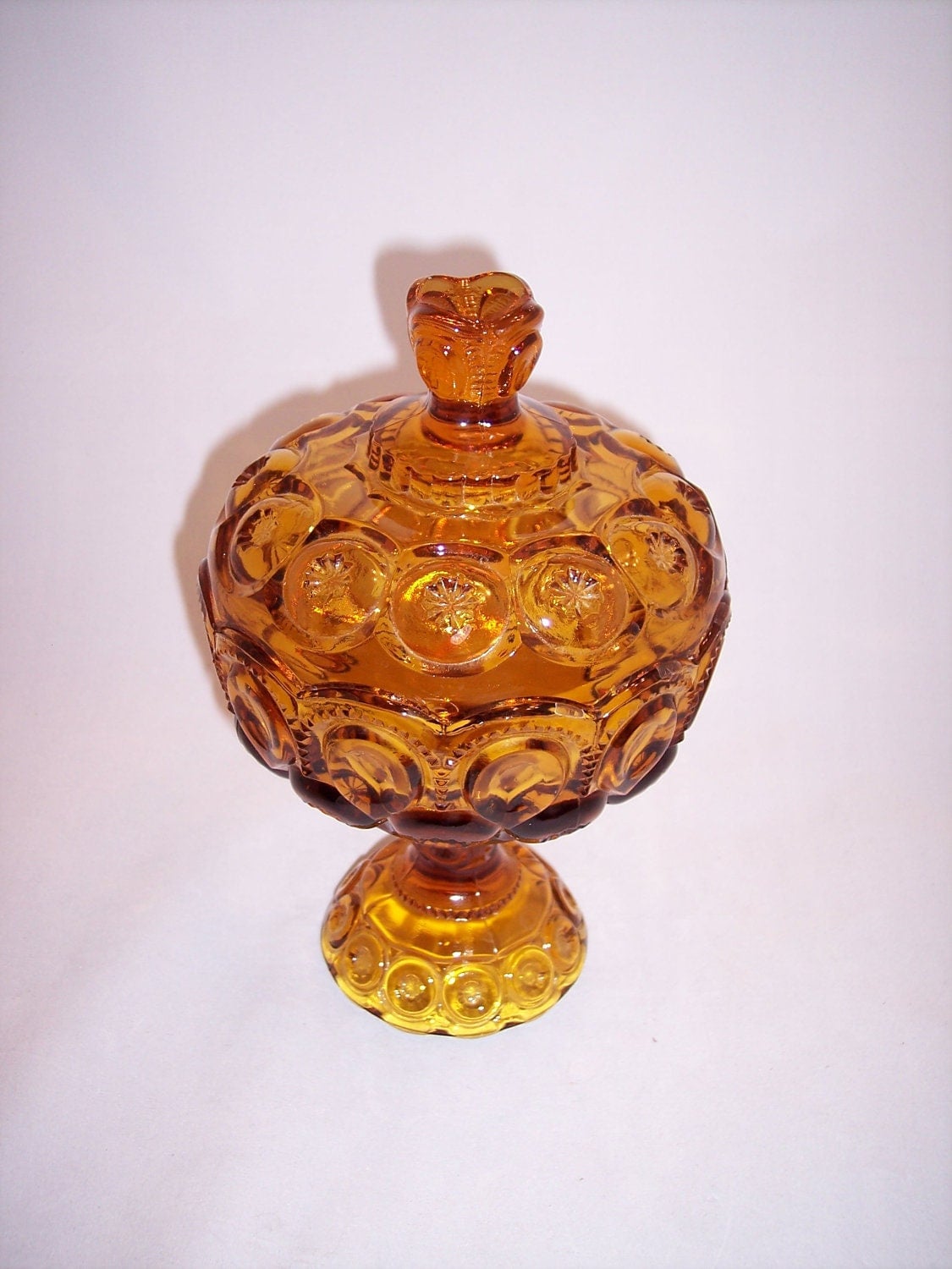 Vintage amber glass candy dish compote