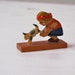 Vintage Hand Carved Girl with Cat Miniature Figurine Free Shipping