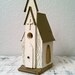 Handmade white church birdhouse