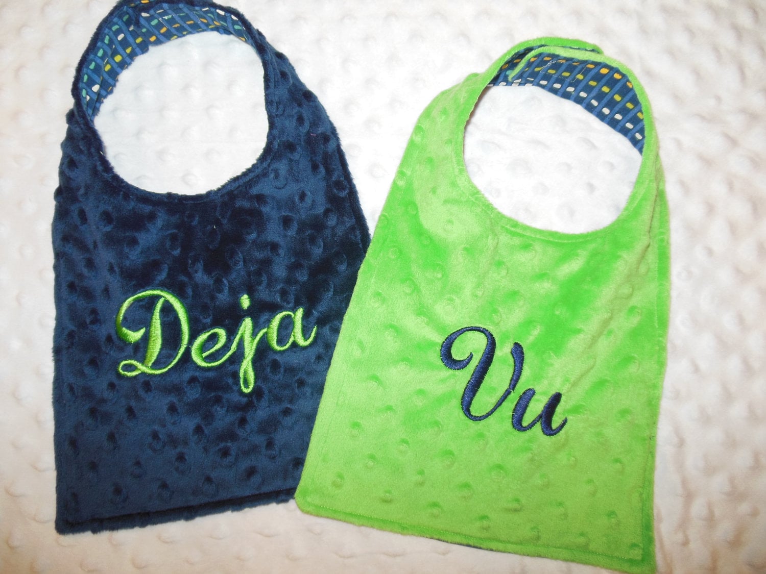 Twin Set of Baby Bibs/twins/twin bib set/minky bibs/newborn