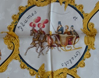 Julie Abadie for HERMES Silk Scarf Plumes et Grelots Signed