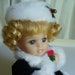 Christmas Porcelain Doll Blue Eyed Porcelain Doll with Blonde Hair Plus Free Earring Sample With Purchase Of Porcelain Doll